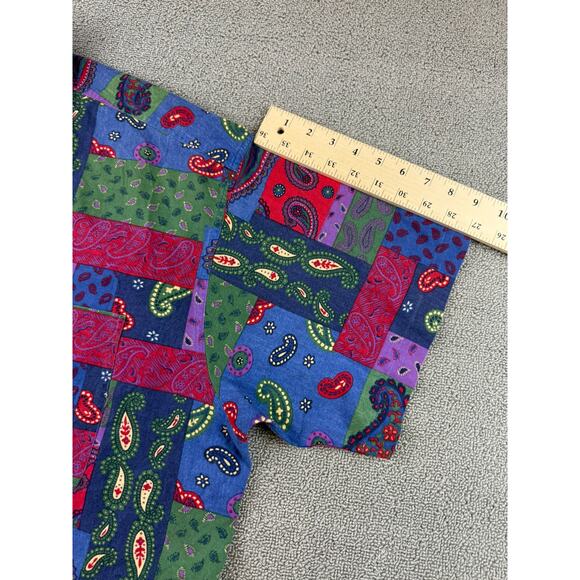 Vintage Chaps Ralph Lauren Men's Paisley Button Up Shirt XL Short Sleeve - Picture 8 of 9